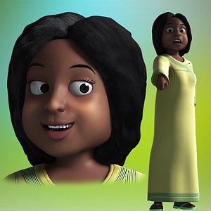Cartoon african woman Rigged