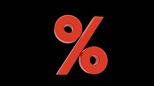 3D Percent Icon Symbol