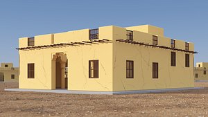 3D Cartoon Arab House with a Courtyard