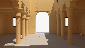 Cartoon Arab House with a Courtyard