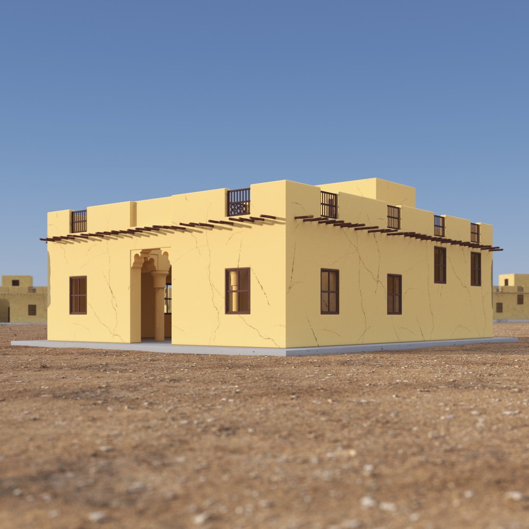 Cartoon Arab House with a Courtyard 3D model preview