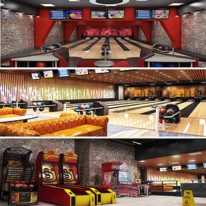 bowling arcade center basketball 3D model