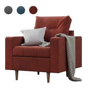 3D model armchair siteno velvet pillow