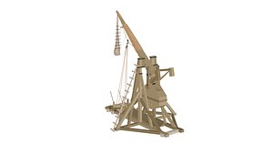 3D model ancient medieval catapult