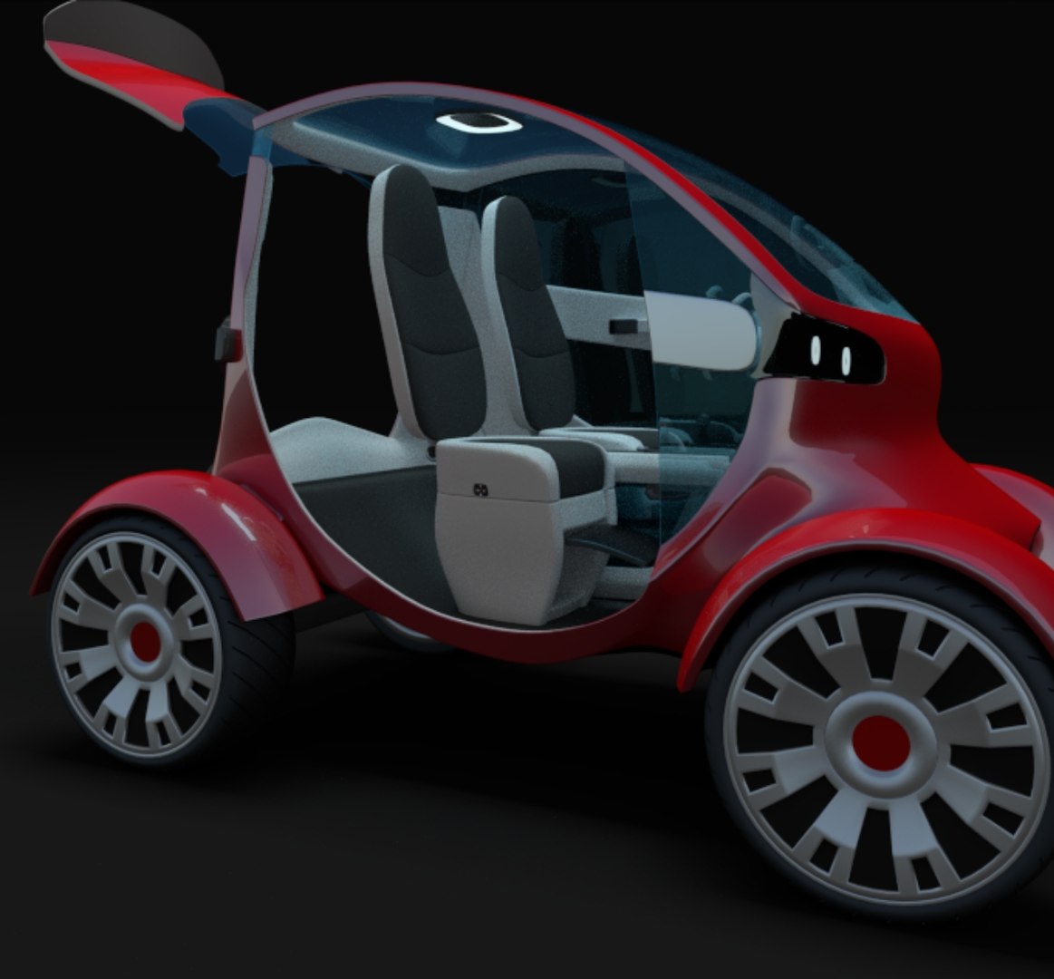 3d Interior Compact Electric Concept Car