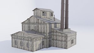 Low Poly Factory Background Building for Animation Scenes