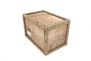 3D old wooden cargo crate
