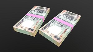 3D Indian 100 Note Currency Bundle AR VR PBR model