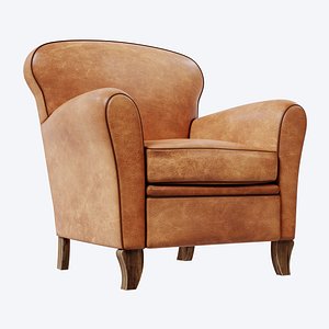 French Leather Vintage Club Chair 3D