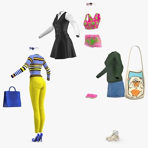 Teenage Girl Clothing Collection 3D model