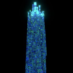 3D skyscrapers sci fi architectural model