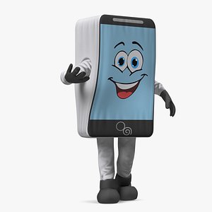 Mascot Character Mobile Phone White Rigged for Maya
