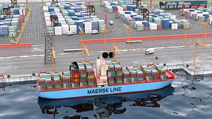 Large Cargo Port Shipyard container ship