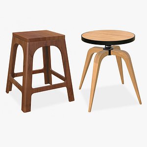 3D Wooden Stool Chair Modern Collection