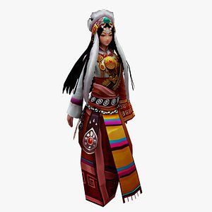 3D Stylized Tibetan Princess Character Ethnic girl