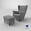 IKEA Strandmon Vibberbo Armchair and Pouf