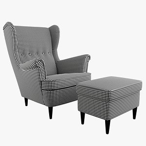 IKEA Strandmon Vibberbo Armchair and Pouf 3D