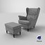 IKEA Strandmon Vibberbo Armchair and Pouf
