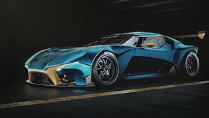 3D unbranded concept car racing