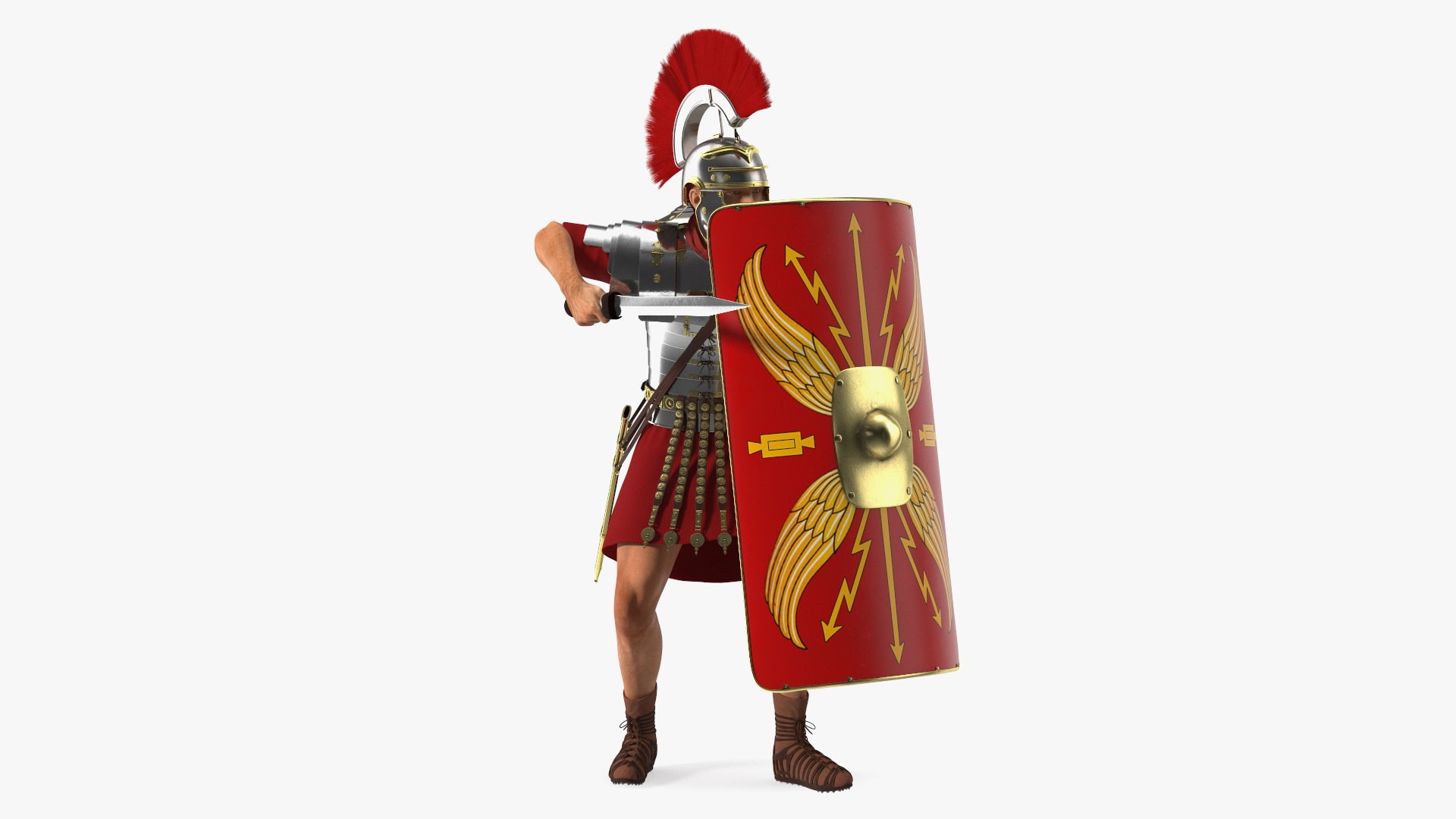 Roman Legionnaire with Gladius Attack Pose Fur 3D model preview
