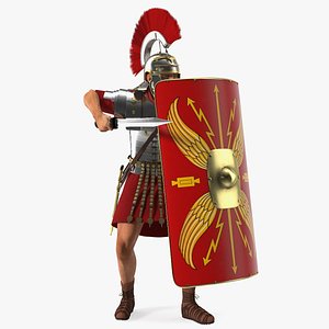 Roman Legionnaire with Gladius Attack Pose Fur 3D model