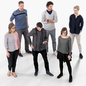 3D Rigged People - SixPack 02 - Realistic Lowpoly Characters