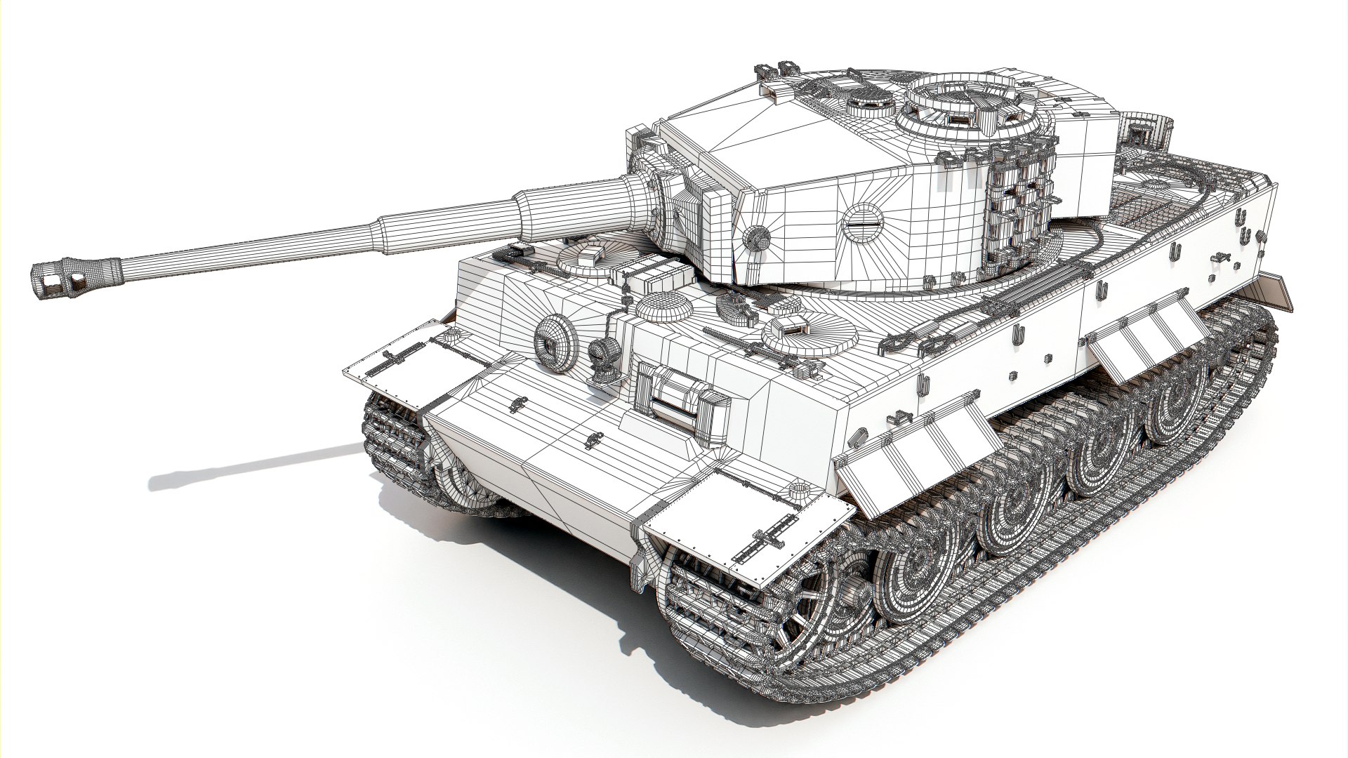 Panzer VI - Tiger I - WW2 German heavy Tank model https://p.turbosquid.com/ts-thumb/do/0vQb1X/TH/wireframe/png/1760499646/1920x1080/fit_q87/b90b9033fceb76fffee9fb97fb0d4312fa306b0f/wireframe.jpg