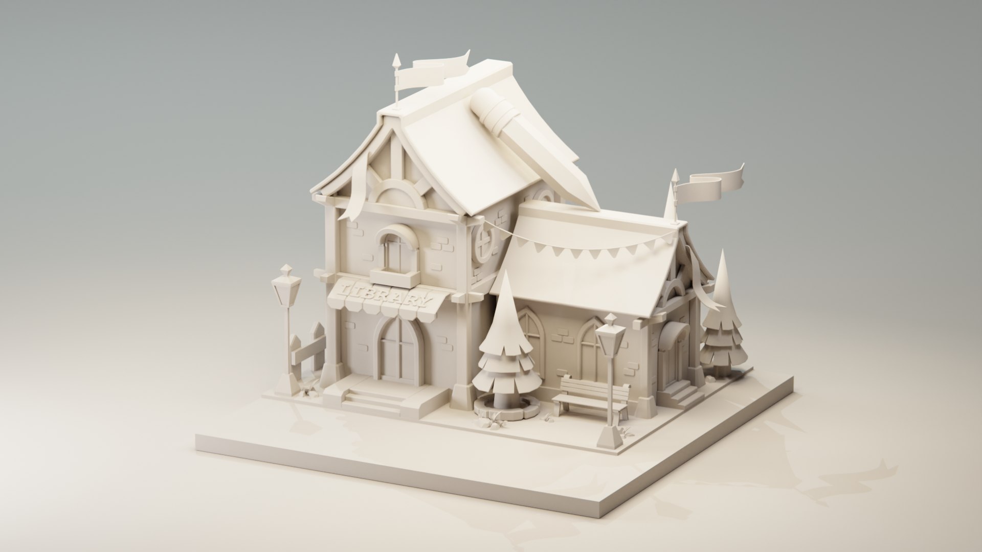 Isometric Library 3D Model - TurboSquid 2370983
