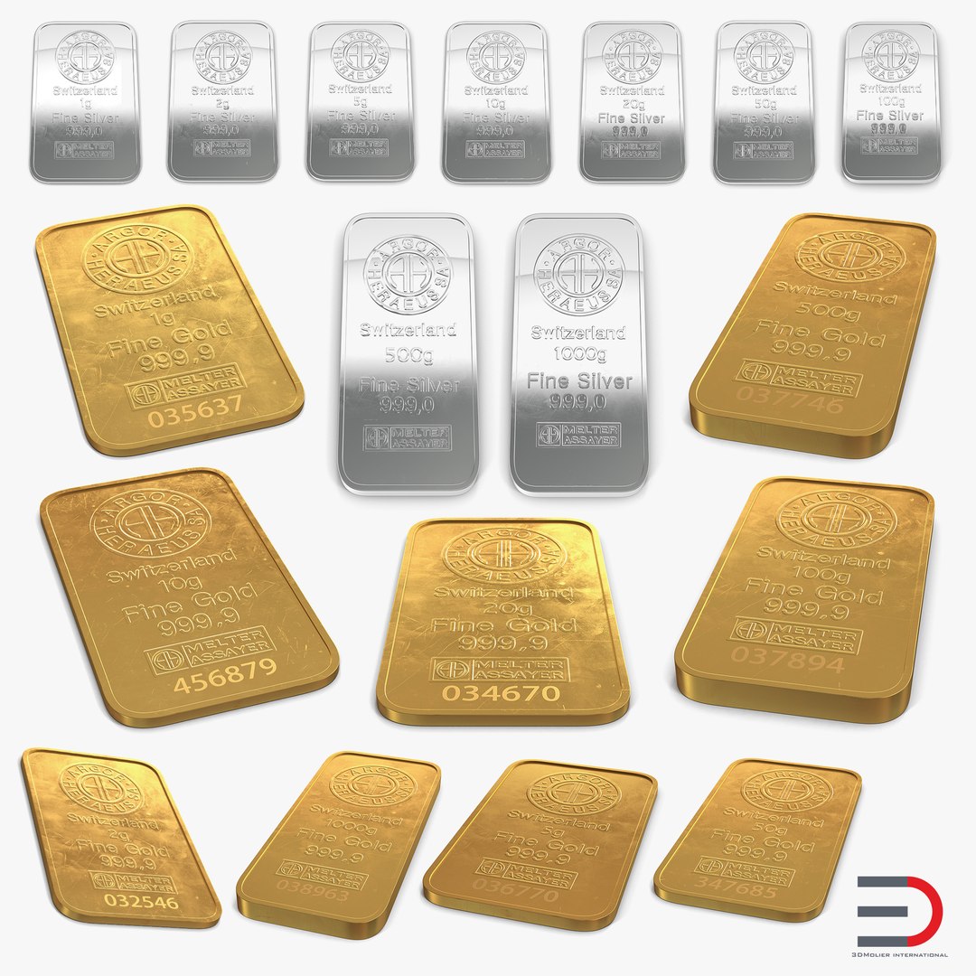Gold and Silver Bars 3D Models Collection 3D model preview
