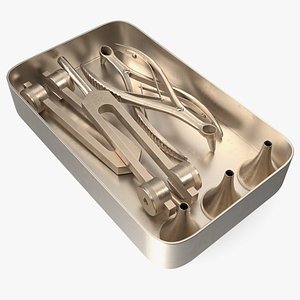 ENT Diagnostic Kit in Box Gold-Plated Stainless Steel 3D