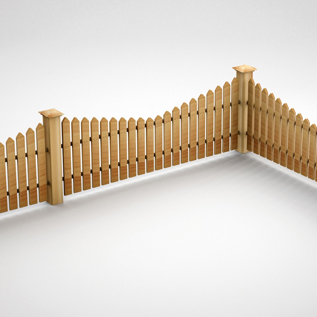 3D Wood Picket Fence model TurboSquid 2072592
