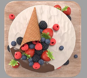 3D Cake with berries