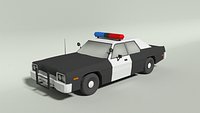 Low Poly Cartoon Dodge Monaco Police Car