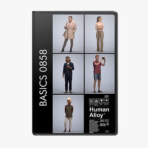 Basics0858 - A set containing 5 models of male and female adults standing in casual attire in public model