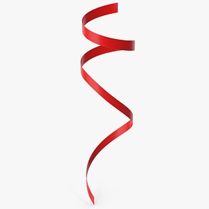 Red Curly Ribbon 3D