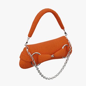 3D GUCCI Horsebit Orange Fur Bag