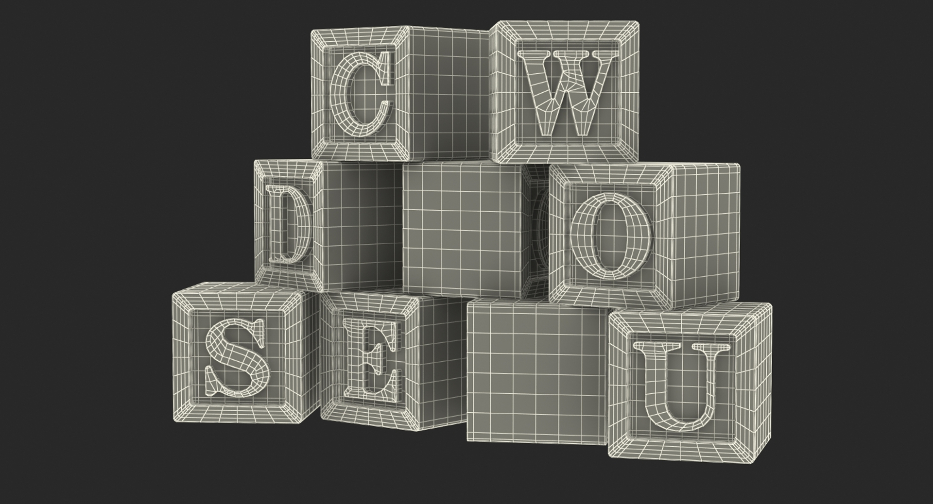 3D wooden letter blocks model - TurboSquid 1341314