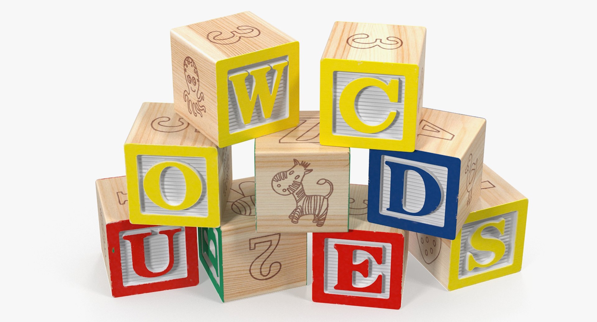 3D wooden letter blocks model - TurboSquid 1341314