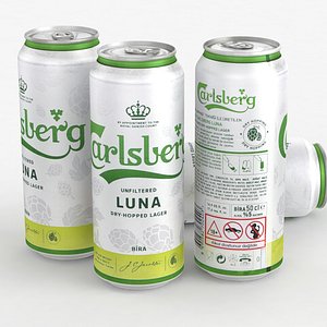 3D Beer Can Carlsberg Luna Unfiltered 500ml 2022 model