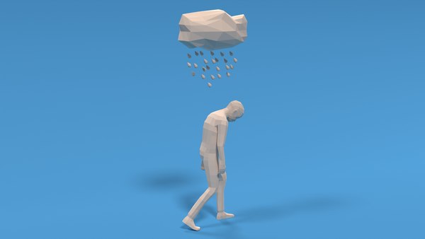 Low Poly Sad Kid Walking 3D