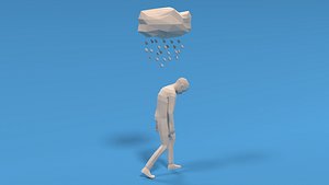 Low Poly Sad Kid Walking