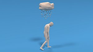 Low Poly Sad Kid Walking