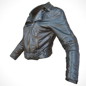 realistic jacket black leather 3d obj