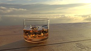 3D A glass of whiskey model