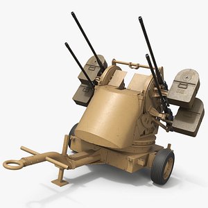 Quad Mounted Anti-Aircraft Gun Desert Camouflage model
