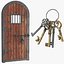 3D model real old door keys