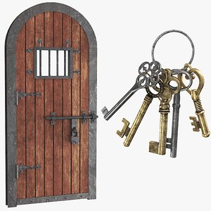 Old Door With Keys Ring