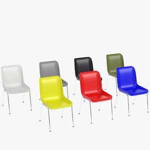 Plastic shell chairs with metal legs 3D model