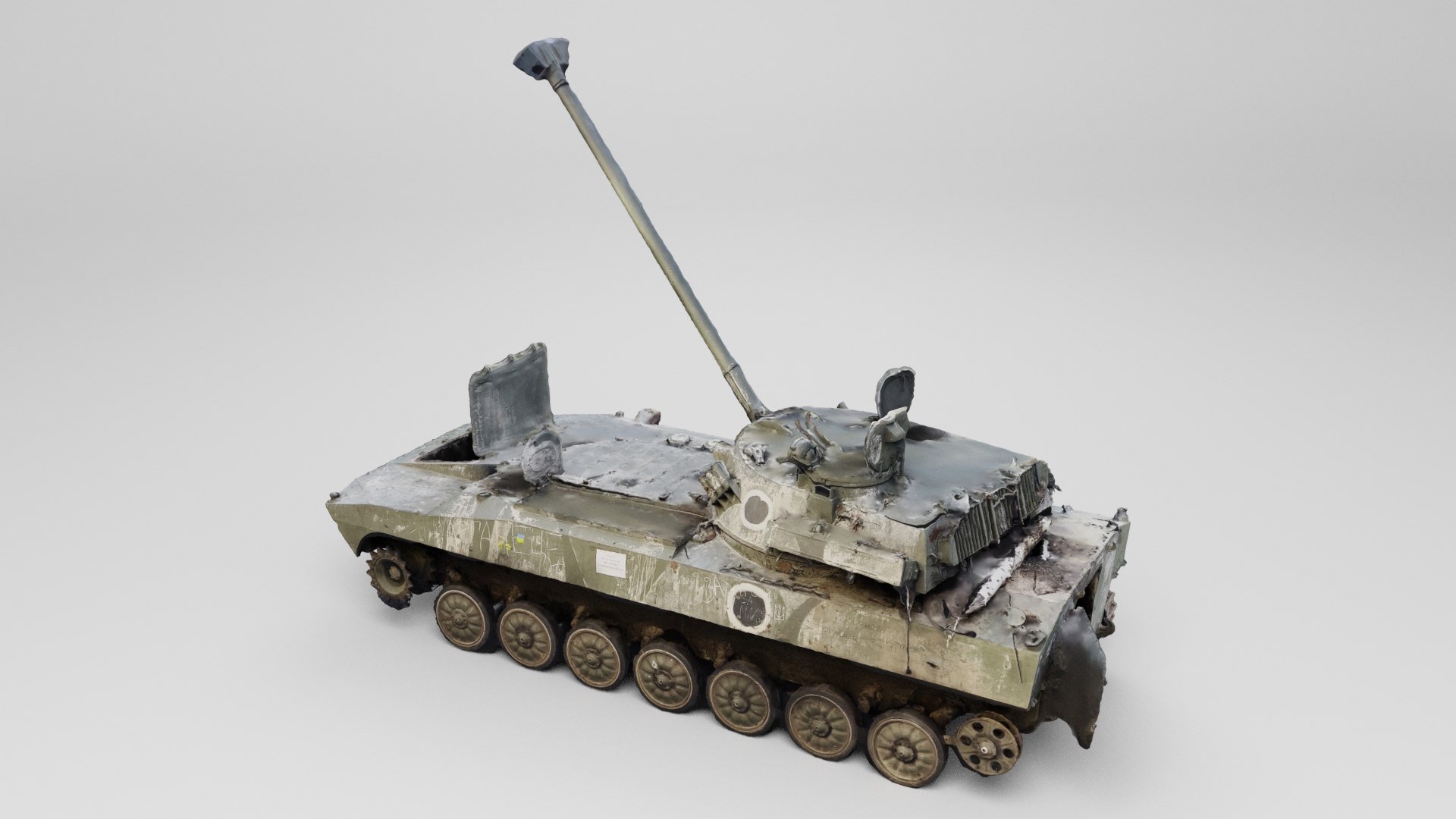 modelo 3d Obús ruso 2S34 Hosta destruido por militares ucranianos ...