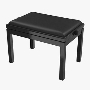 Adjustable Piano Bench Leather Black